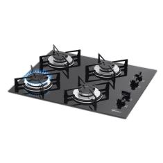 Fogão Cooktop Fischer 4 Queimadores Gás Mesa Vidro Preto Bivolt
