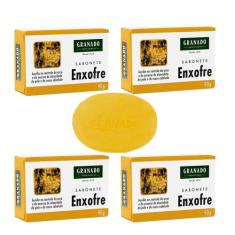 Kit c/4 Sabonetes em Barra 90g Enxofre p/ Acne e Oleosidade Pele e Cou