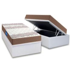 Cama Box Baú Solteiro: Colchão Espuma Probel D33 Guarda Costas + Base CRC Courano White(88x188)