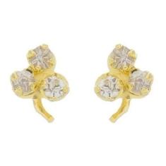 Brinco Dourado Infantil Folheado Ouro Uva Strass 2 Furo Peq - De Castr