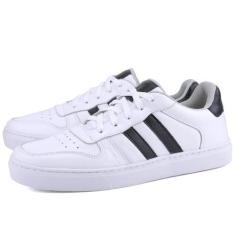 Tênis Casual em Couro Masculino Mr. Gutt Branco, Branco, Preto, Mulher