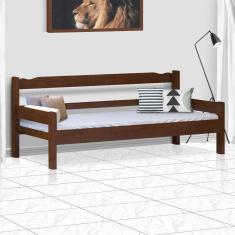 Sofá cama solteiro de madeira maciça Nemargi Castanho