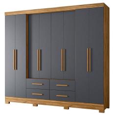 Guarda Roupa Casal San Lorenzo 8 Portas Freijó Cinza - Moval