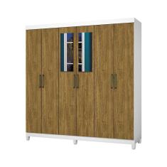Guarda Roupa R22 6 Portas 2 Gavetas Espelho Carioca Móveis Branco Cinamomo