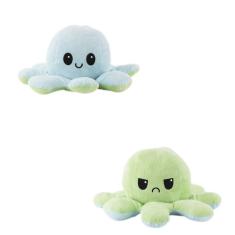 Polvo Reversível Humor Grande Tiktok Pelúcia Azul/Verde