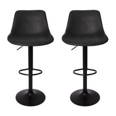 Kit 2 Banquetas Estofadas c/encosto p/Cozinha Gir.Preta