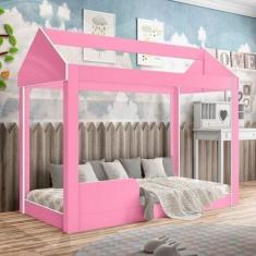 Cama Infantil 160cm Casinha Montessoriana Crystal Rosa - J&A Móveis