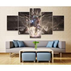 Quadro Decorativo Homem de ferro E 5 peças 130x65 cm em teci