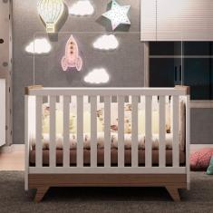 Berço Mini Cama Retrô Móveis Peroba Branco Brilho/Carvalho