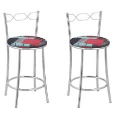 Kit 2 Banquetas Cromadas Bc51-c - E522 Cromada/Preto/Cinza