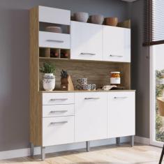 Armário de Cozinha 6 Portas e 2 Gavetas Decibal Wood/branco