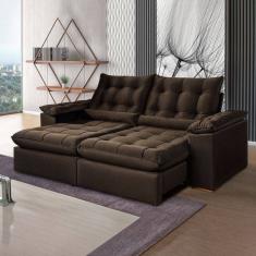 Sofá Retrátil e Reclinável 3 Lugares 250cm Dubai Marrom