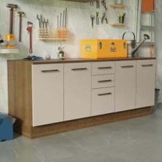 Kit com 2 Balcões Multiuso 4 Portas 3 Gavetas Rustic/crema Agata Madesa