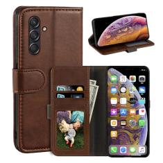 Capa compatível com Samsung Galaxy M55 5G, capa de telefone empresarial estilo carteira magnética de couro PU, capa flip moderna com compartimento para cartão e suporte para Samsung Galaxy F55 5G 6,7