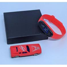 Kit Relógio Infantil Digital Led Bracelete Silicone Prova água + Carro