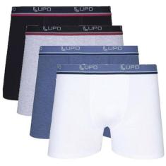 Kit Com 4 Cuecas Boxer Cotton Confort  - Lupo, P, Multicor