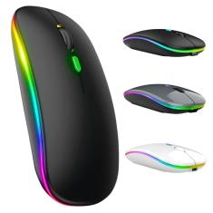 Mouse Sem Fio Recarregável Wireles Optico Led Rgb Ergonômico-Unissex