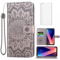 Capa de telefone para LG V35 ThinQ V30 Plus carteira com protetor de tela de vidro temperado e capa flip de couro, suporte para cartão, acessórios para celular LGV30 LGV35 LG30 LG35 V 30 35 V30+ V30s