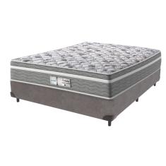 Cama Box Cinza e Colchão Evolution Molas Ensacadas Viúvo Probel