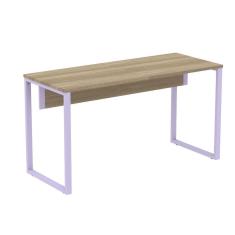 Mesa Escritório P25 Tub Pandin 150 Cm (larg) Tampo Mdp Noce Naturalle Pé Aço Tubular Azul Dali