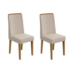 Cadeira Sala de Jantar Exclusive Kit Rovere Amêndoa Linho Rinzai Bege