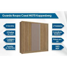 Guarda Roupas 3 Portas De Correr E 2 Gavetas M570 Nogueira - Kappesberg