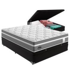 Cama Box Baú Casal com Colchão Molas Ensacadas Berlim Preto Probel