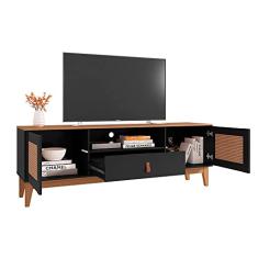 Rack Sala Esmeralda para Tv até 60 Polegadas Pés em Madeira Preto/noce