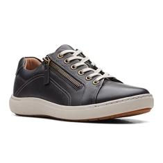Clarks Tênis feminino de renda Nalle, Leat preto, 36