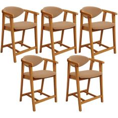 Kit 05 Banquetas Baixa Para Cozinha Sala Jantar Bancada Cecília L02 Bouclê Mostarda - Lyam Decor