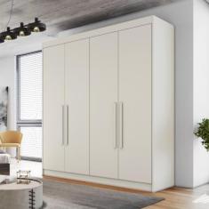 Guarda Roupa Casal 4 Portas 3 Gavetas Nantes Móveis Europa, Off White