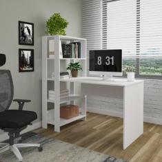 Escrivaninha Mesa Escritório com Estante 4 Prateleiras 120cm Match - A
