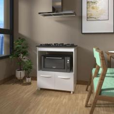 Balcão Armário para Fogão Cooktop 5 Bocas e Forno Elétrico Cozinha Eve