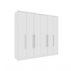 Guarda Roupa Casal Veneza 6 Portas de Bater 4 Gavetas MDP Neve TCIL