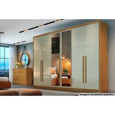 Guarda Roupa Casal Robust-Livorno 6 Portas de Bater 8 Gavetas MDF Freijó Cumaru c- Fendi Móveis Novo Horizonte
