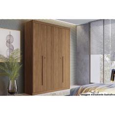 Guarda Roupa Solteiro Buriti Jatoba 4 Portas de Abrir 2 Gavetas MDF-MDP Buriti Jatoba Santos Andirá