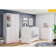 Guarda Roupa Infantil Bala De Menta 3 Portas de Abrir 2 Gavetas MDF-MDP Blush Henn