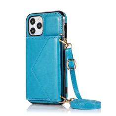 Capa de telefone para iphone 13 mini capa de couro para iphone 12 pro max cartão moda cordão capa protetora para iphone 7 plus 8 6 se2020 xr x, azul, para iphone se 2020