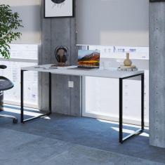 Mesa para Escritório Diretor Estilo Industrial 150cm Kuadra Branco Chess