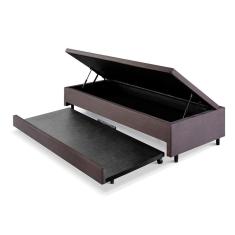 Bicama com Baú Solteiro 96x203 Cm Suede Cinza