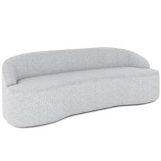 Sofá 3 Lugares Curvo Sala de Estar Living Lótus D02 Linho Cinza 210 cm D-315 - Lyam Decor