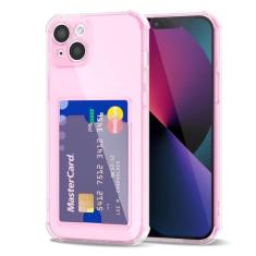 Svanove Capa carteira para iPhone 13 Mini com suporte para cartão, linda capa feminina transparente para cartão de crédito, capa de câmera rígida de borracha de silicone fina para mulheres e homens,