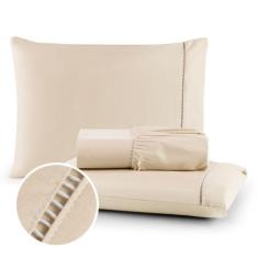 Jogo De Lençol KING 3 Peças Ponto Palito Micropercal 400 fios ENVIO IM