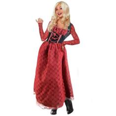 Fantasia de Bruxa Luxo Vermelho Infantil de Halloween 3 á 12 - Fantasi