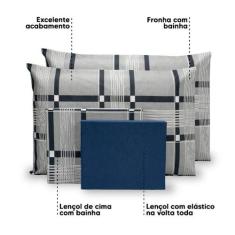 Lençol Queen 6 Pçs Estampado Percal 180 Fios Bainha 40cm Altura - Bem 