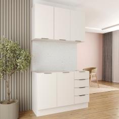 Cozinha Modulada 2 Peças sem Tampo com Rodapé 1 Aéreo e 1 Balcão Ipanema Cabecasa Madeiramadeira Branco