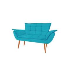 Namoradeira Opala Decorativa 2 Lugares Suede Azul Turquesa - Maitê Mod