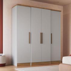 Guarda-Roupa Casal Miami 4 Portas 2 Gavetas Lunar/Nogueira - Doripel -