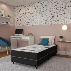 Cama Box Solteiro Conjugada Turim D28 Ortopédico Preta