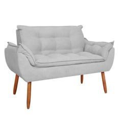 Sofá 2 Lugares Orgânico Bouclê Off White - Balaqui Decor, Cinza